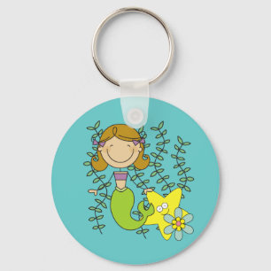 Brown Haired Mermaid Keychain