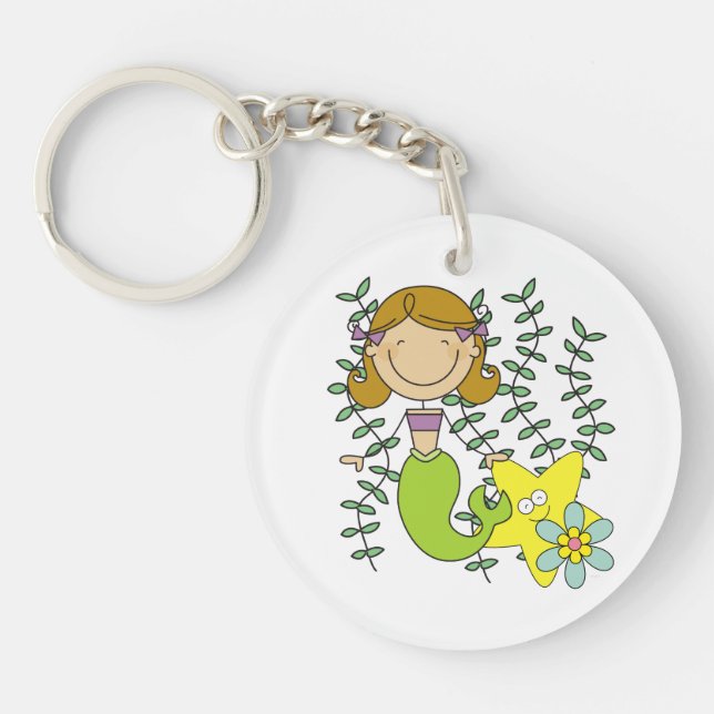 Brown Haired Mermaid Keychain (Front)