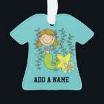 Brown Haired Mermaid Ornament<br><div class="desc">A brown haired smiling mermaid and yellow starfish swim among the seaweed,  a design that's cute and colourful for girls who love the ocean and mermaids! Mermaid T-shirts,  bodysuits,  bibs,  blankets,  burp cloths,  cards,  stickers,  bags,  mugs,  key chains,  pillows,  wall clocks,  and lots of other mermaid gear!</div>