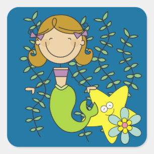Brown Haired Mermaid Square Sticker