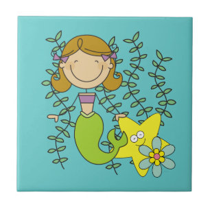 Brown Haired Mermaid Tile