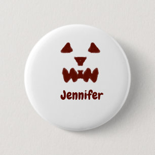 Brown Halloween scary face fall add name modern re 2 Inch Round Button