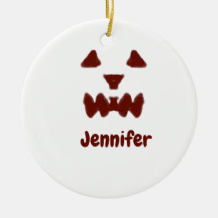 Brown Halloween scary face fall add name modern re Ceramic Ornament