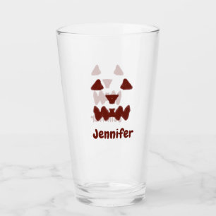Brown Halloween scary face fall add name modern re Glass