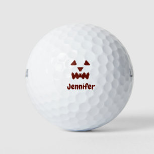 Brown Halloween scary face fall add name modern re Golf Balls