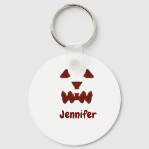 Brown Halloween scary face fall add name modern re Keychain