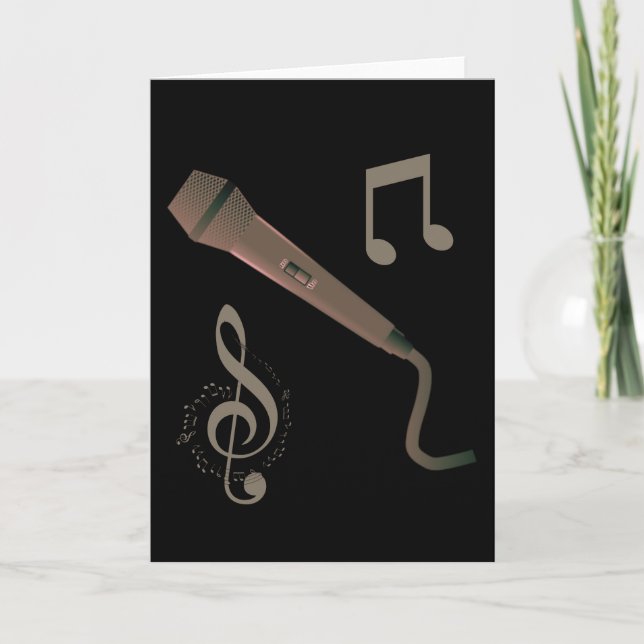 Brown hand drawn microphone musical notes (Front)