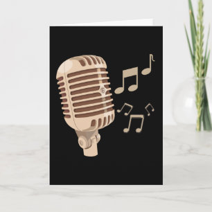 Brown hand drawn microphone musical notes