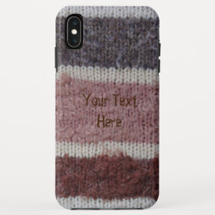brown hand knitted stripes shabby chic vintage iPhone XS max case