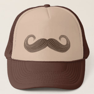 Brown Handlebar Moustache Trucker Hat