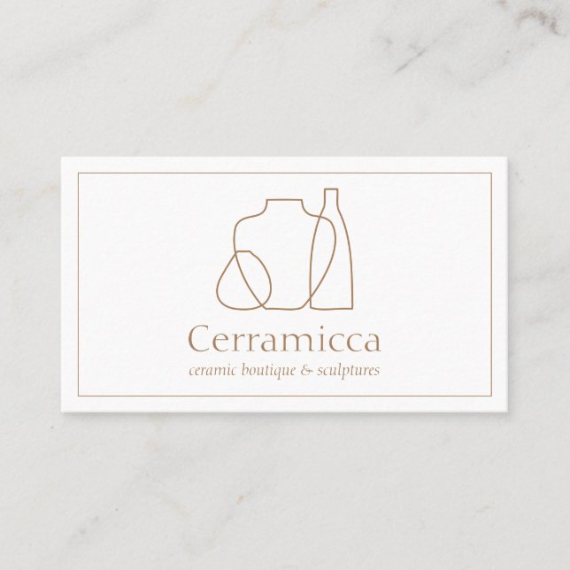 Brown Handmade Porcelain Sculpture Vase Ceramic Business Card (Front)