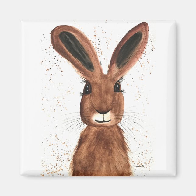 Brown hare animal magnet (Front)