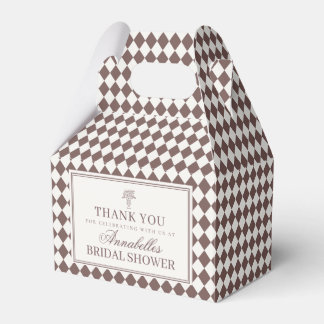 Brown Harlequin Checkered Bridal Shower Favor Box