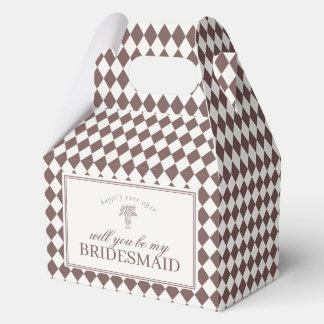 Brown Harlequin Checkered Bridesmaid Proposal Box