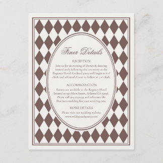 Brown Harlequin Checkered Finer Details Wedding Enclosure Card