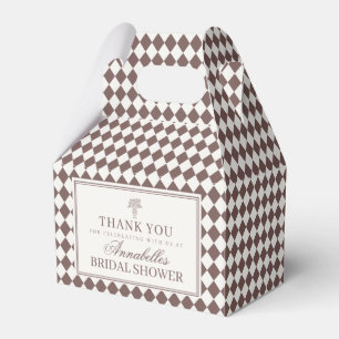 Brown Harlequin Chequered Bridal Shower Favor Box
