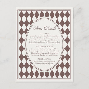 Brown Harlequin Chequered Finer Details Wedding Enclosure Card