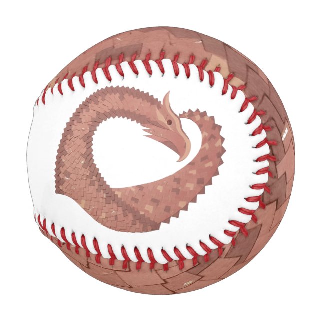 Brown heart dragon on white baseball (Front Right)