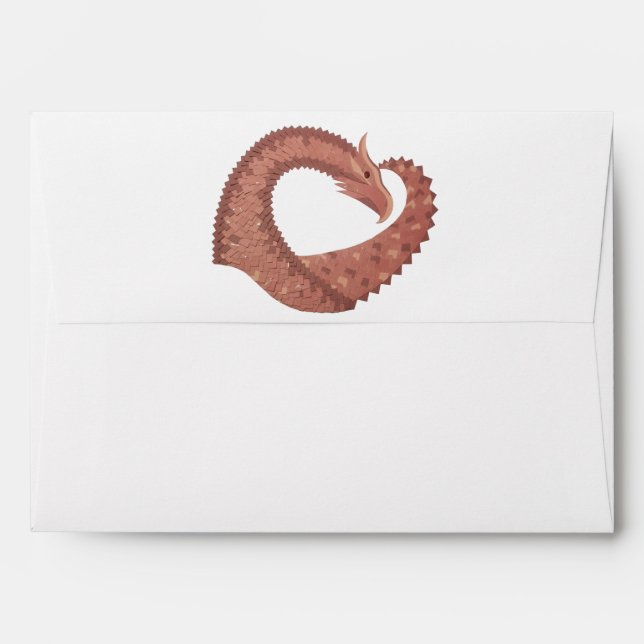 Brown heart dragon on white envelopes (Back (Top Flap))