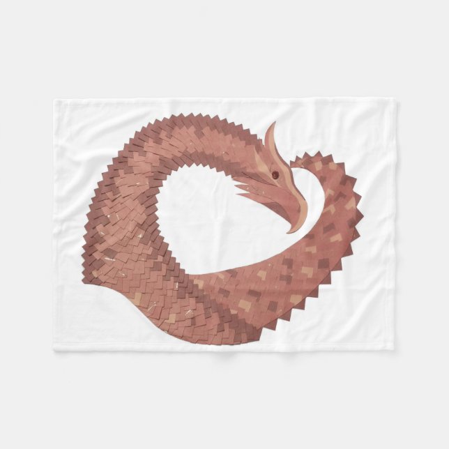Brown heart dragon on white fleece blanket (Front (Horizontal))
