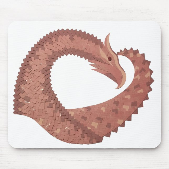 Brown heart dragon on white mouse pad (Front)