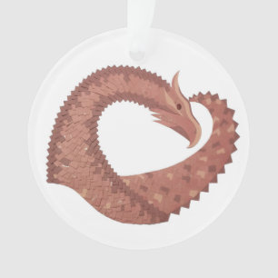 Brown heart dragon on white ornament