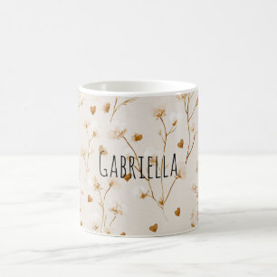 Brown Hearts Blush Floral Coffee Mug