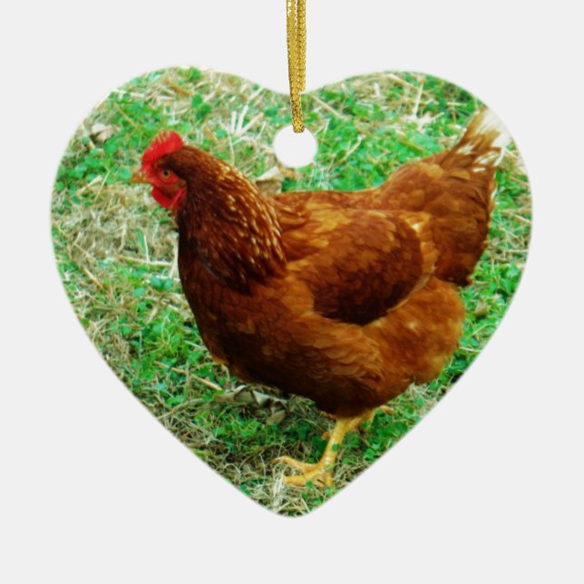 Brown Hen Ceramic Ornament (Front)