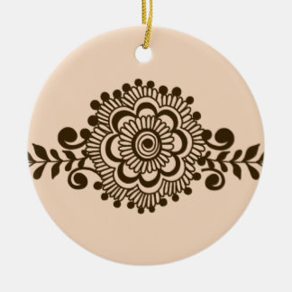 Brown Henna Tattoo - Brown Mehendi Motifs Ceramic Ornament