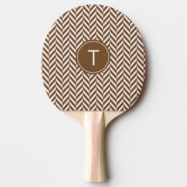 Brown Herringbone Custom Ping Pong Paddle (Front)