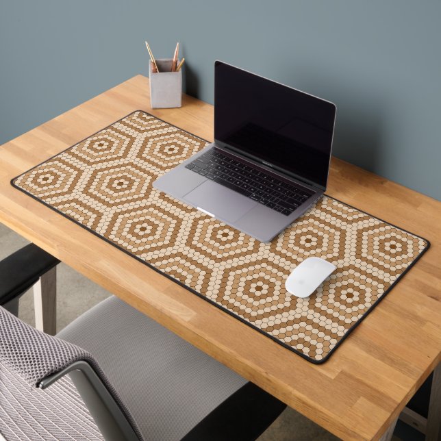 Brown Hexagon Penny Tile Hex Tile Motif (Bureau 2)