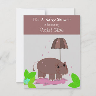Brown Hippopotamus Baby Shower Invitation