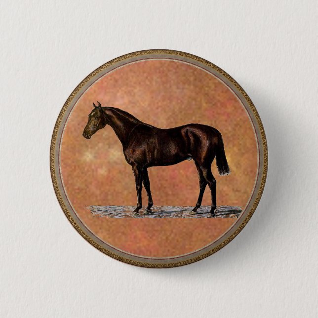 Brown Horse 2 Inch Round Button (Front)