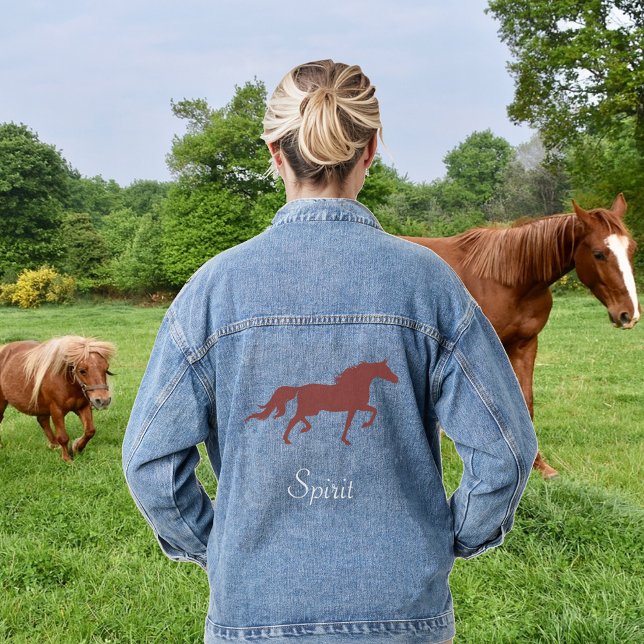 Brown Horse and Country Spirit Script Denim Jacket (Creator Uploaded)