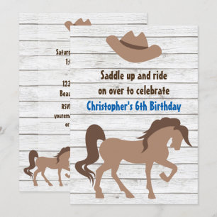 Brown Horse and Cowboy Hat Western Birthday Invitation