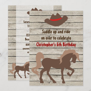 Brown Horse and Cowboy Hat Western Birthday Invitation