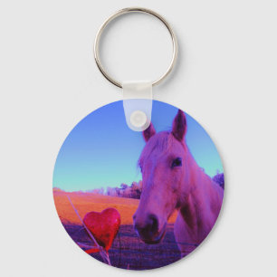 Brown Horse and Red Heart Keychain