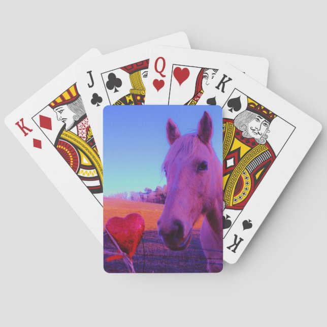 Brown Horse and Red Heart Playing Cards (Back)