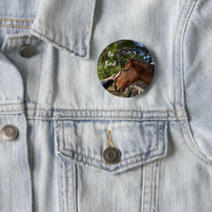 Brown Horse Be Kind Message, 2 Inch Round Button