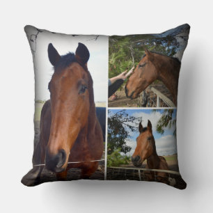 Brown Horse Beauty, Collage, Throw Pillow