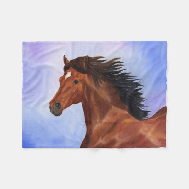 Brown Horse fleece Blanket (Front (Horizontal))