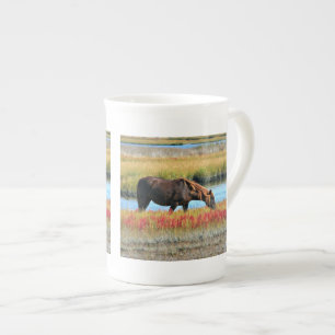Brown Horse Grazing by Water China Art Bone China Mug