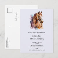 Brown Horse head Portrait in Watercolor Birthday