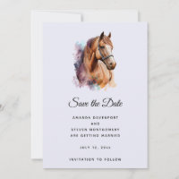 Brown Horse head Portrait in Watercolor Wedding