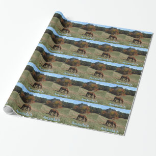 Brown horse,personalized with name wrapping paper