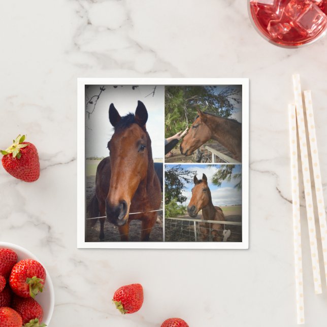 Brown Horse Photo Collage, Paper Napkins (Insitu)