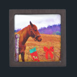 Brown horse purple tree Christmas Gift Box<br><div class="desc">Brown horse purple tree Christmas  add name Photo by Sandy Closs teal purple green blue red "Kissing under the mistletoe" , " Christmas Horse ",  Mistletoe ,  "funny horse""horse at christmas""christmas horse", christmas, ,  xmas horse,  horses</div>