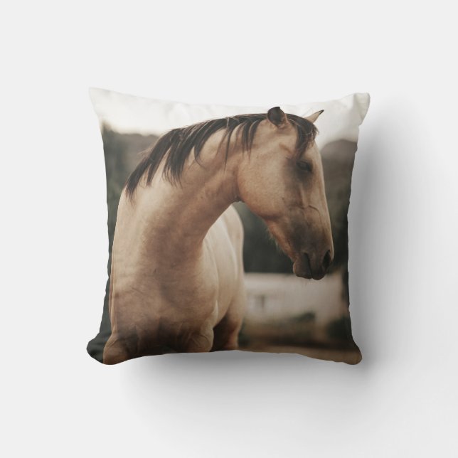 BROWN HORSE THROW PILLOW (Front)