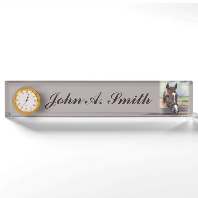 Brown Horse with Halter Customizable Name Nameplate (Front)