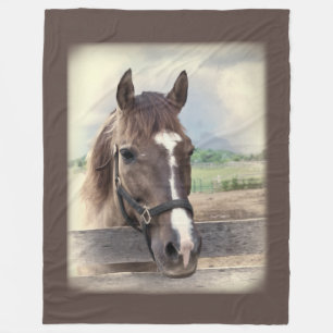 Brown Horse with Halter Fleece Blanket